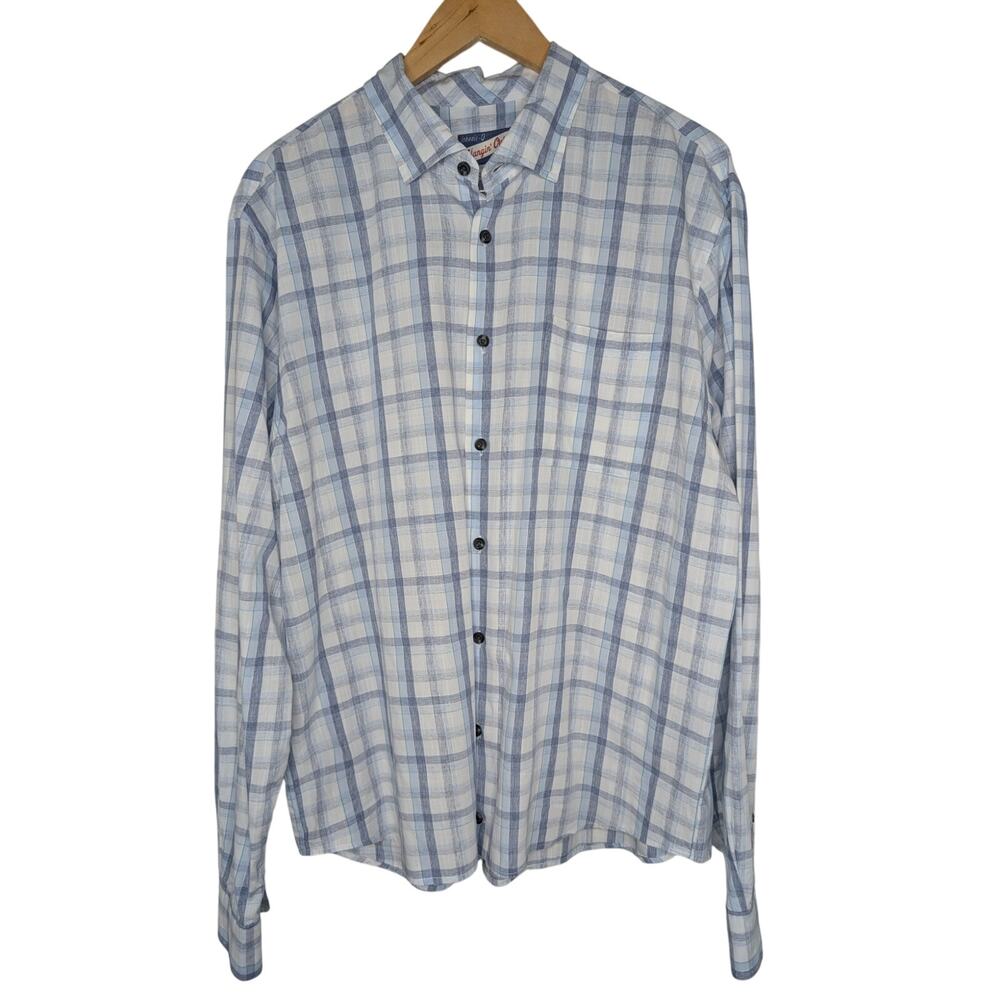 Johnnie-O Hangin' Out Button Up Shirt Blue Plaid